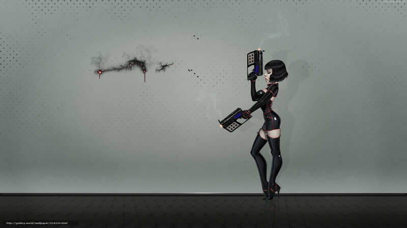 cyberpunk woman with guns