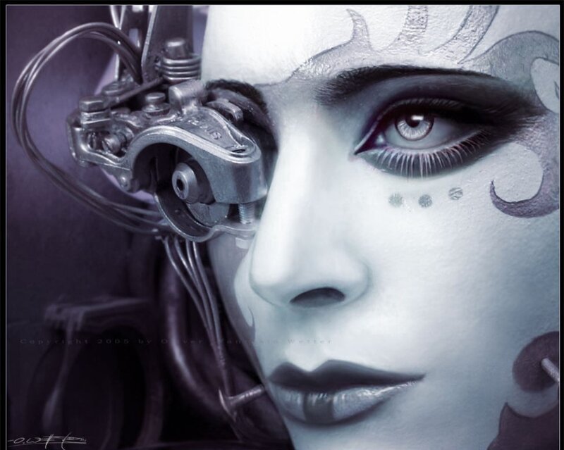 cyberpunk woman with mechanical eye