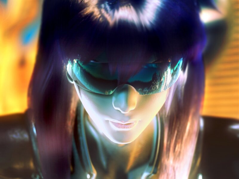 cyberpunk woman with sunglasses