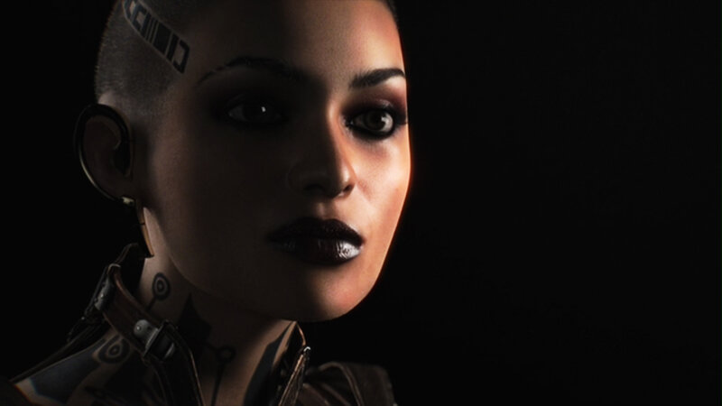 cyberpunk woman with tattoos
