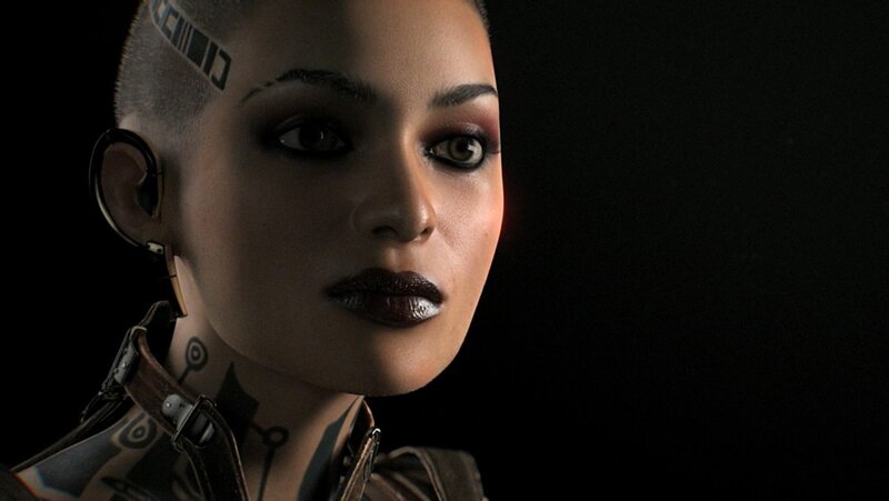 cyberpunk woman with tattoos