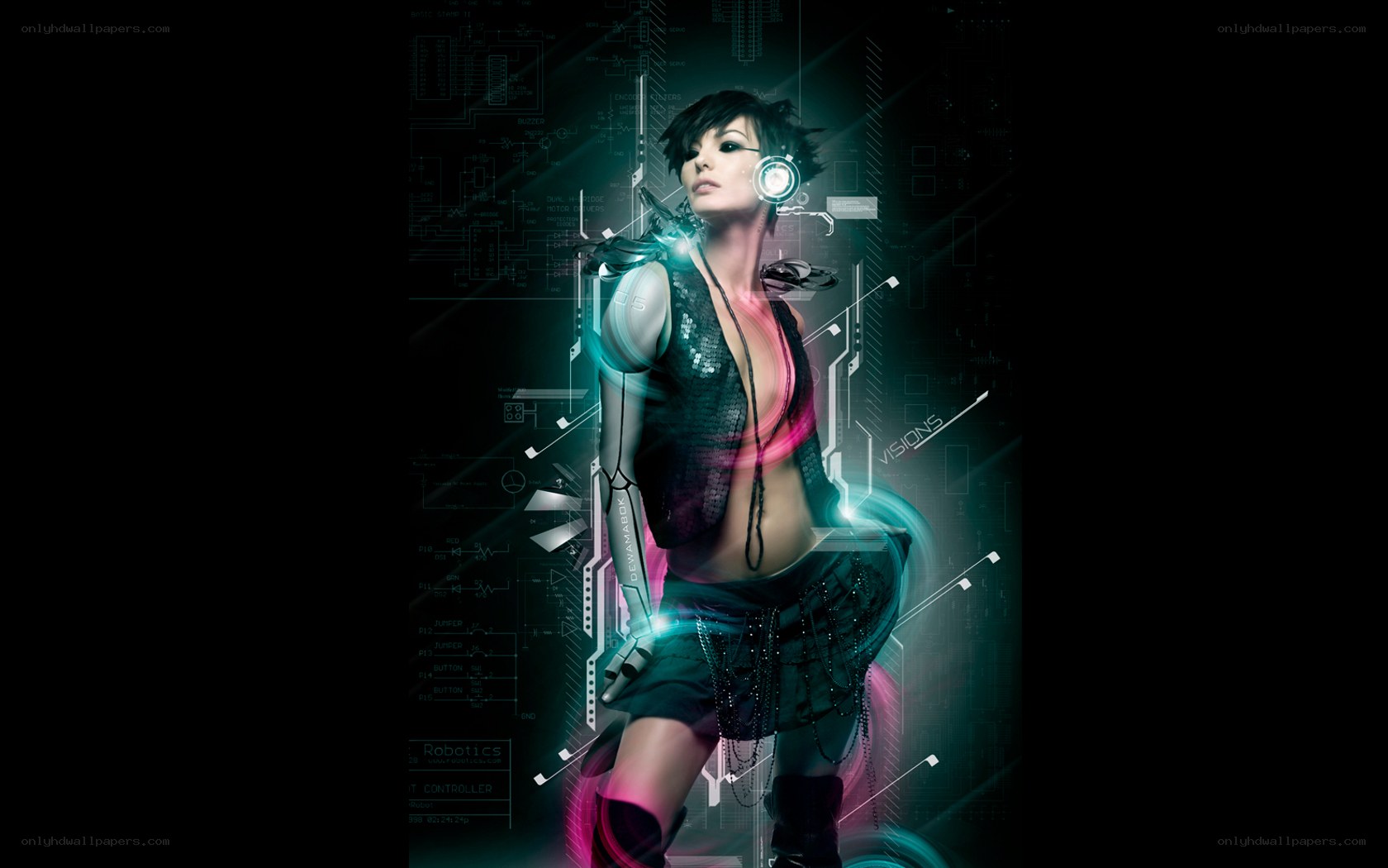 cyberpunk woman with tech