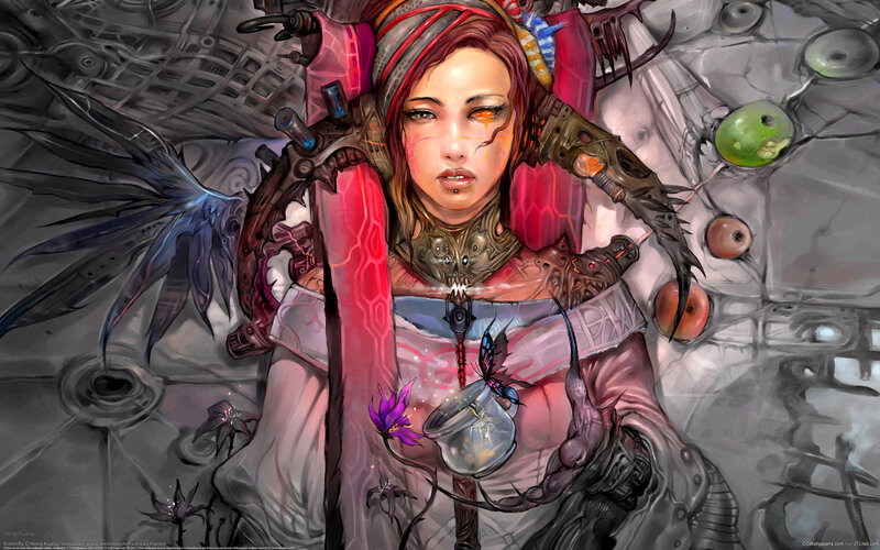 Cyberpunk Woman with Weapon — Gray