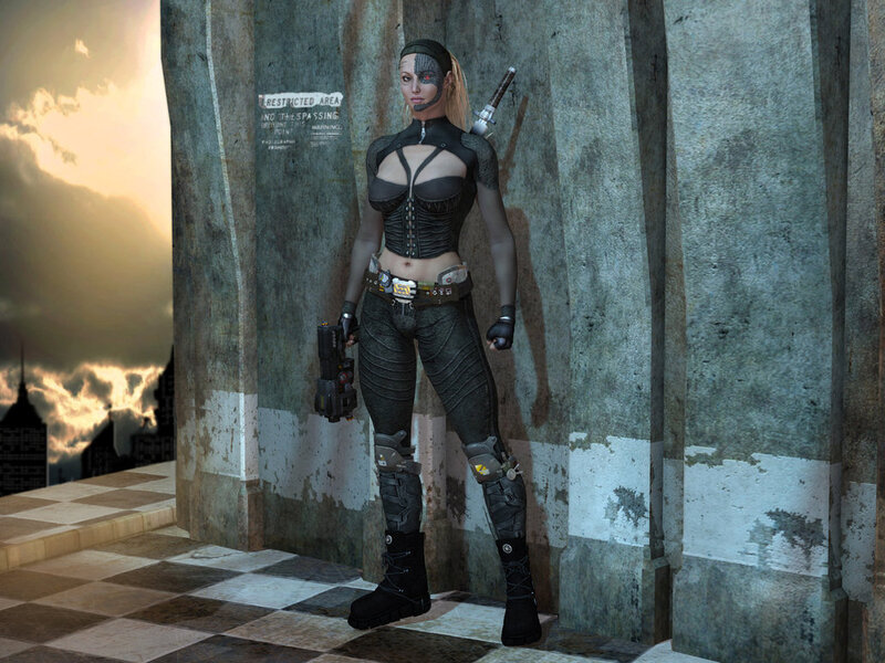 Cyberpunk Woman with Weapons