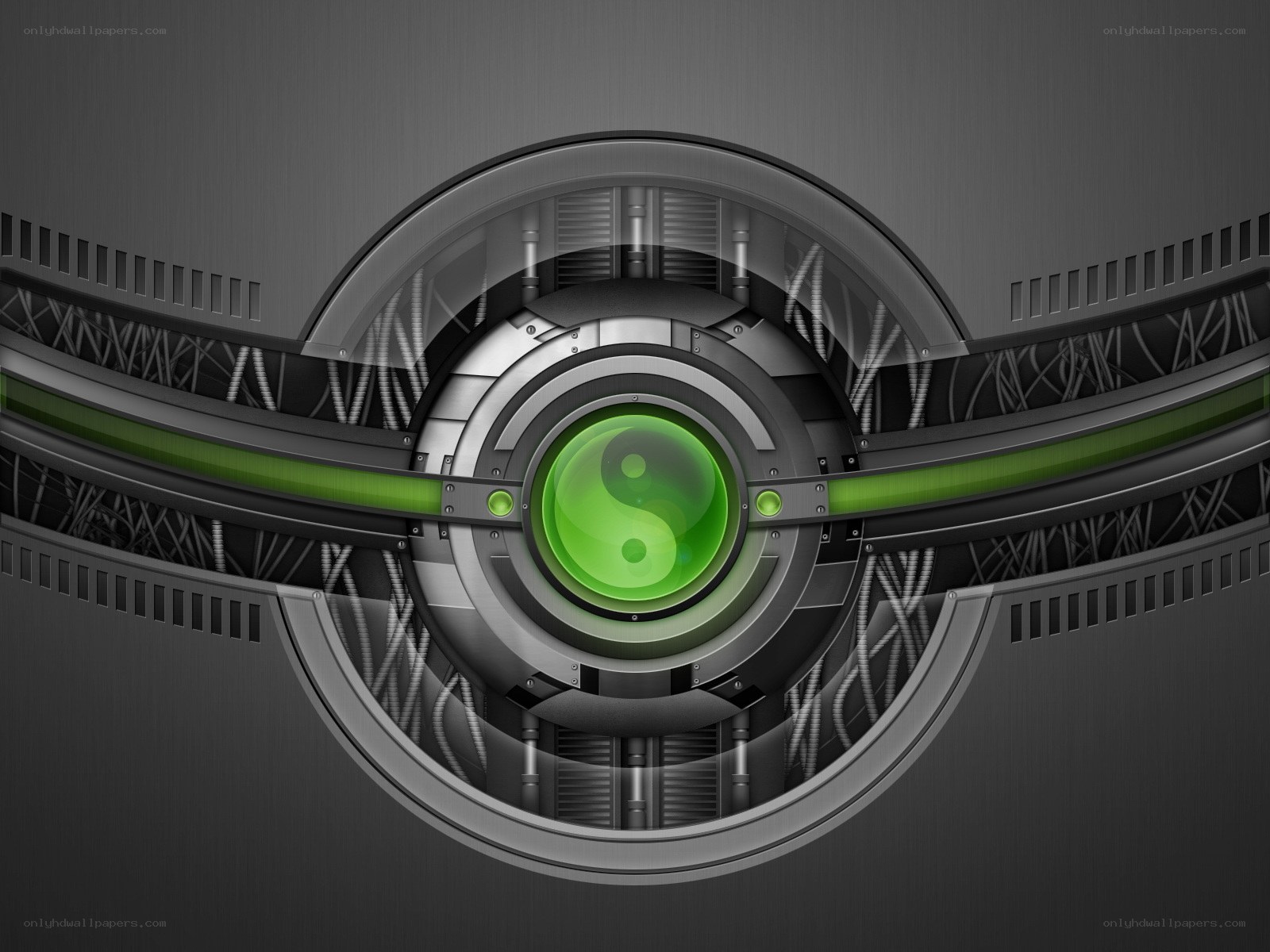 cyberpunk yin-yang symbol