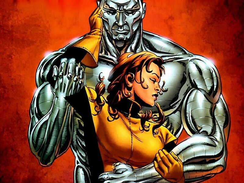 cyborg and woman embrace