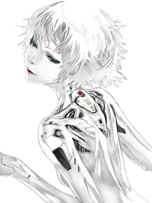 cyborg anime character portrait