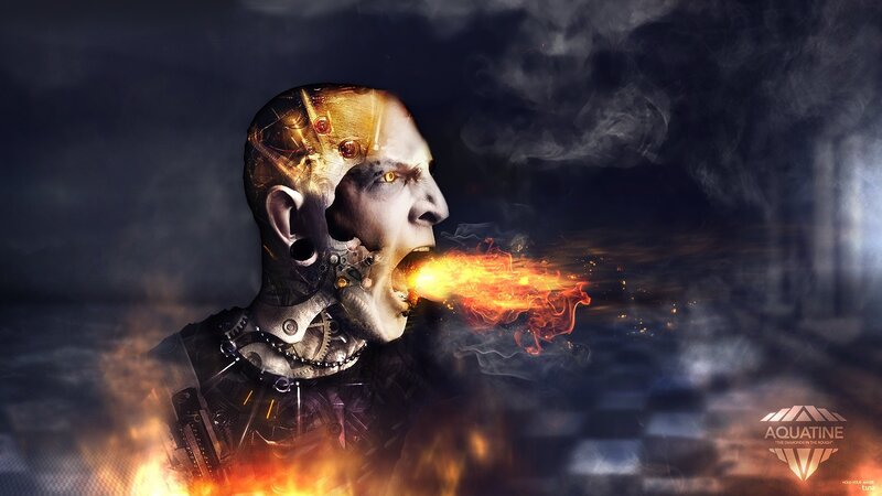 Cyborg Breathing Fire — Black