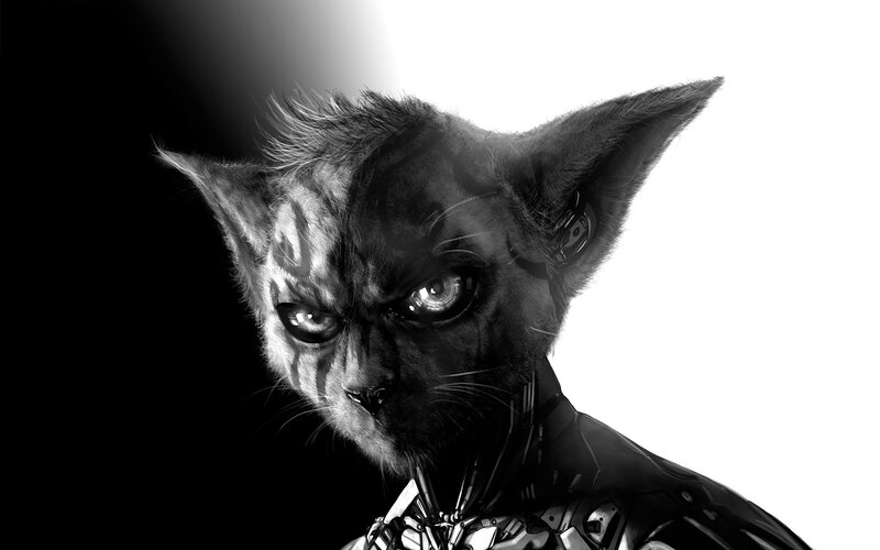Cyborg Cat Head