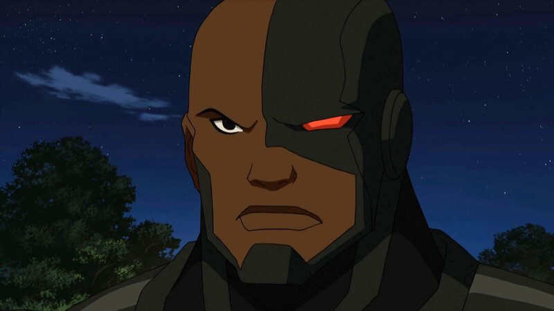 Cyborg character at night