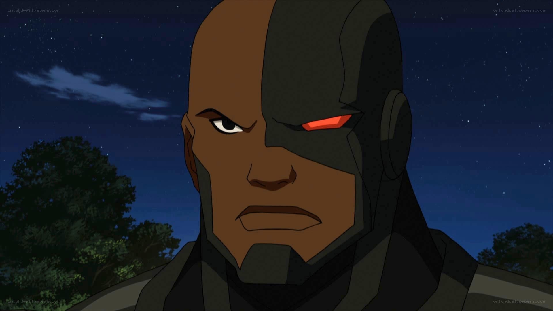 Cyborg character at night