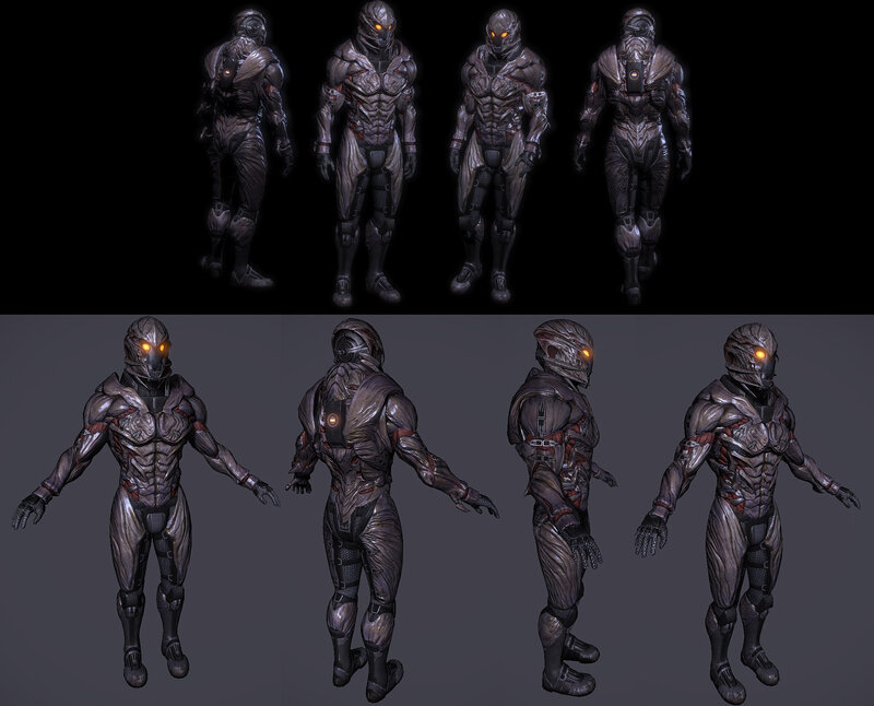 cyborg character concept art