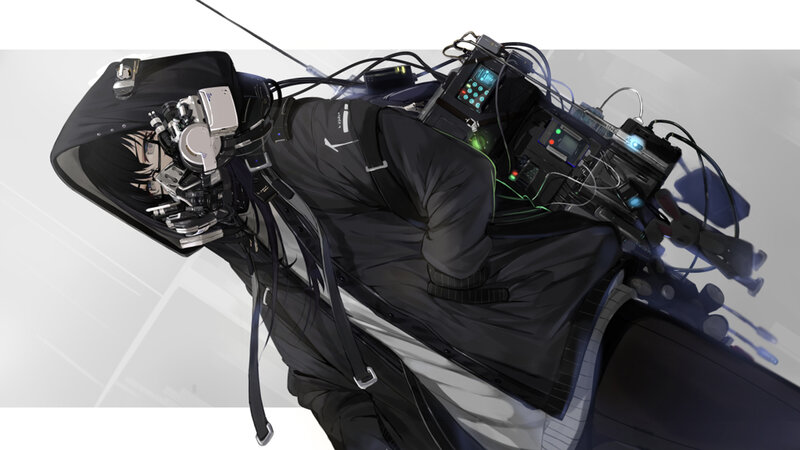 Cyborg Character Lying Down