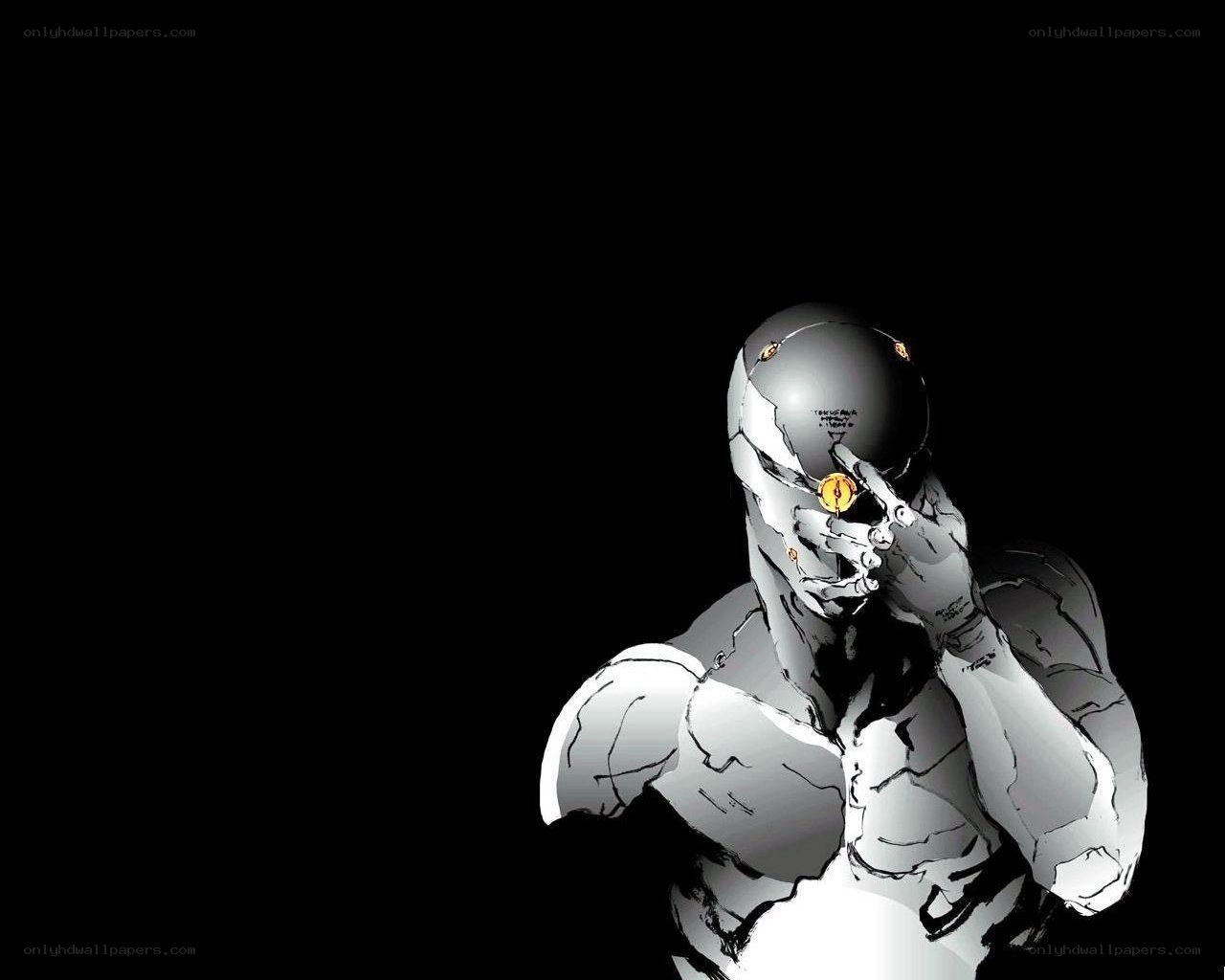 cyborg character with golden eye