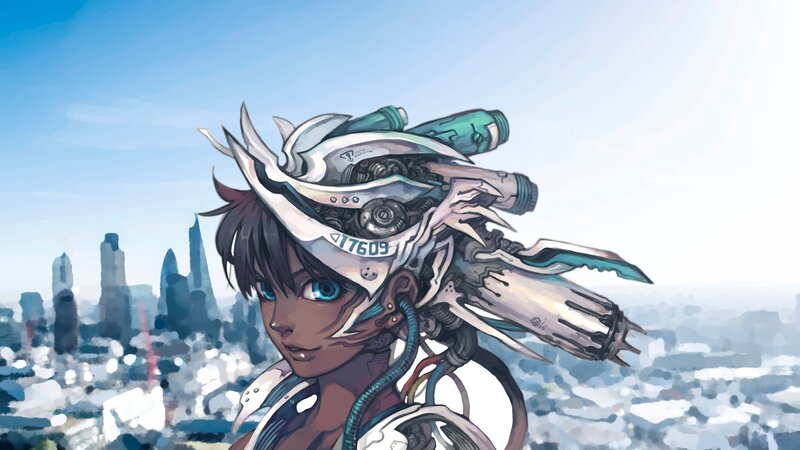 Cyborg Character with Helmet