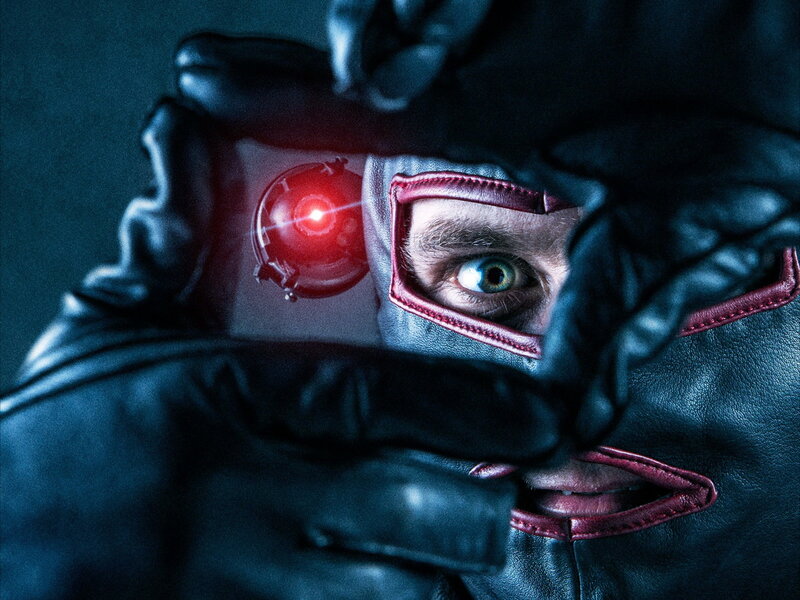 cyborg character with red eye