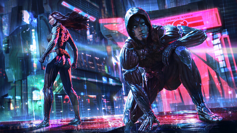 Cyborg Characters in Rain