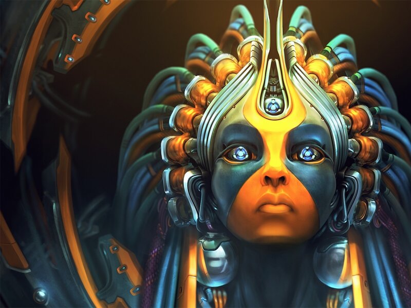 Cyborg Child with Mechanical Head