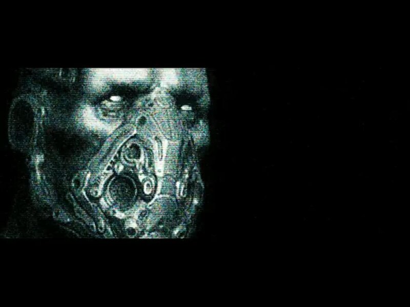 cyborg face in dark image