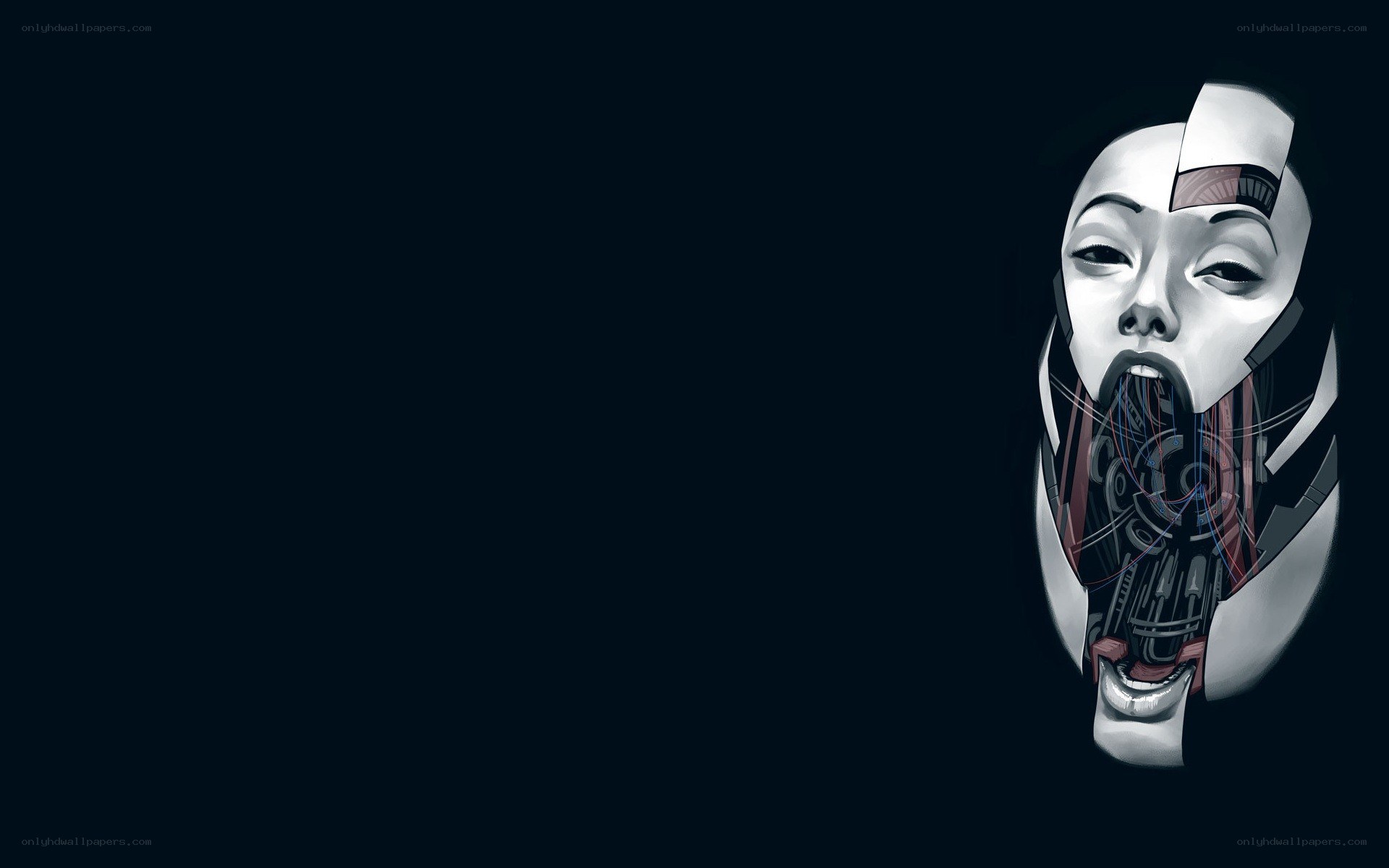 cyborg face with exposed mechanics