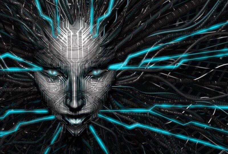 Cyborg Face with Glowing Circuits