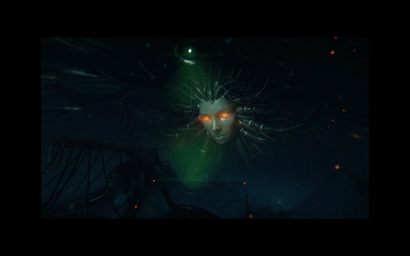 Cyborg Face with Glowing Eyes — Black
