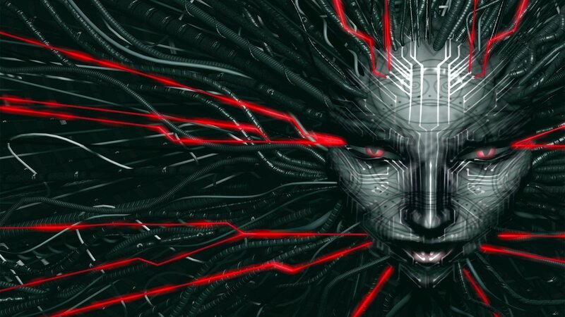 Cyborg Face with Wires — Black, Dramatic, Digital Art, Circuitry, Red Lights