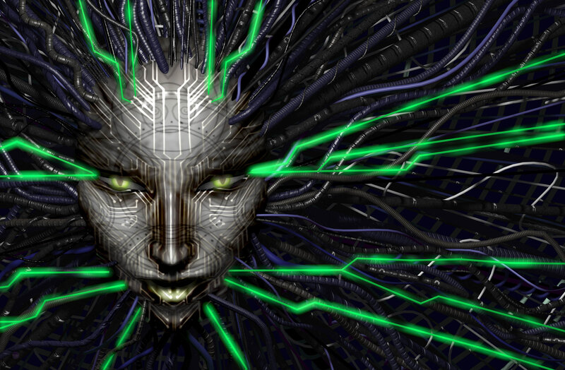 Cyborg Face with Wires — Black, Dramatic