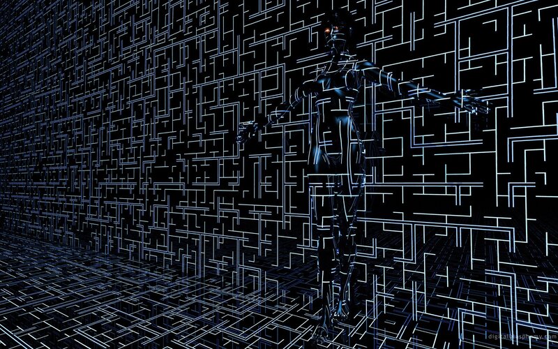 Cyborg Figure in Circuitry — Black