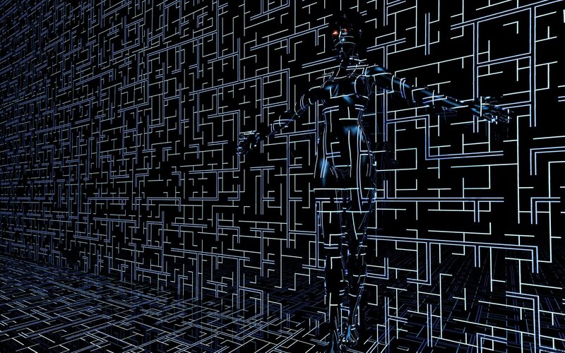 Cyborg Figure in Circuitry