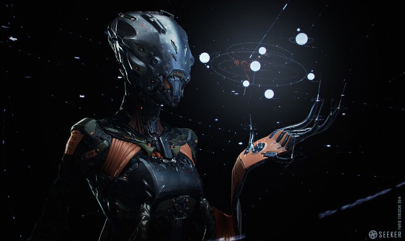 Cyborg Figure in Space
