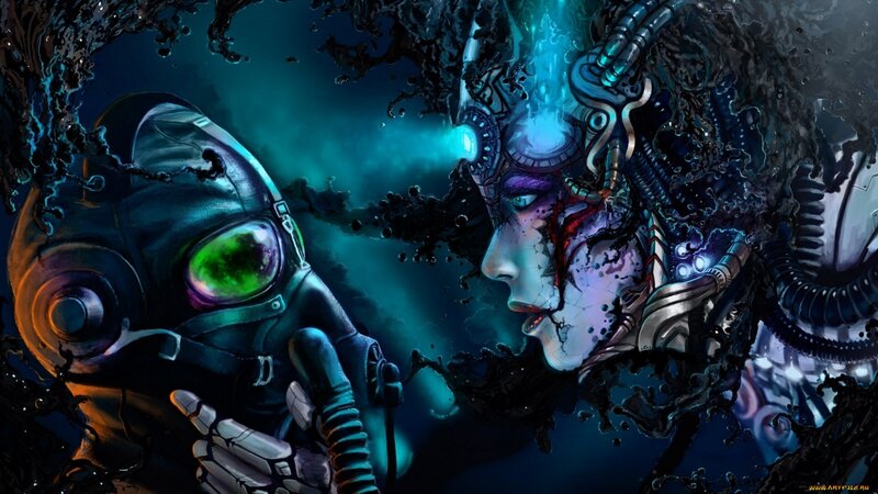 Cyborg Figures Underwater