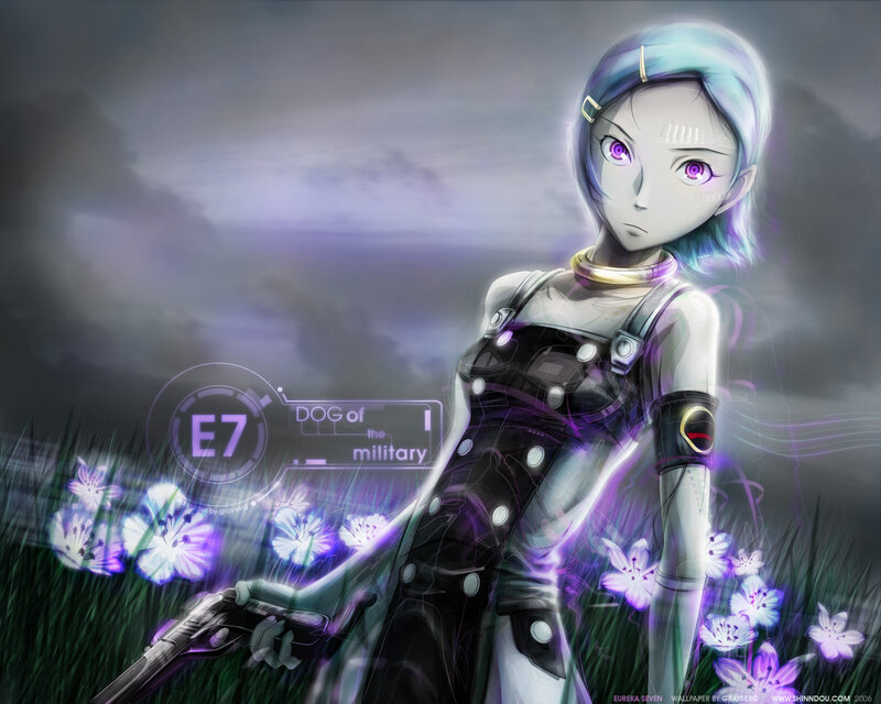 Cyborg Girl in Field — Purple, Dramatic