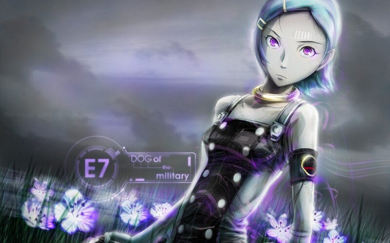 Cyborg Girl in Field — Purple