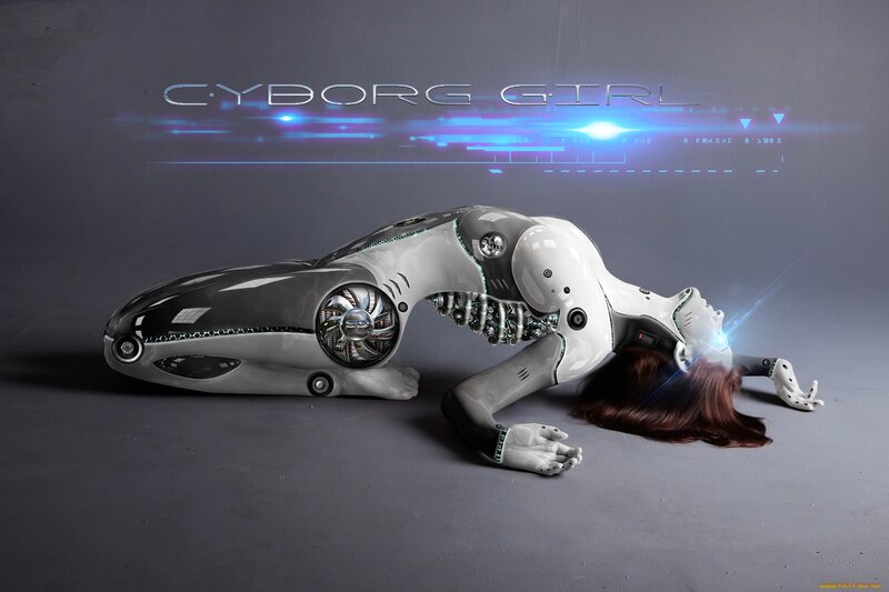 Cyborg Girl Lying Down — Gray