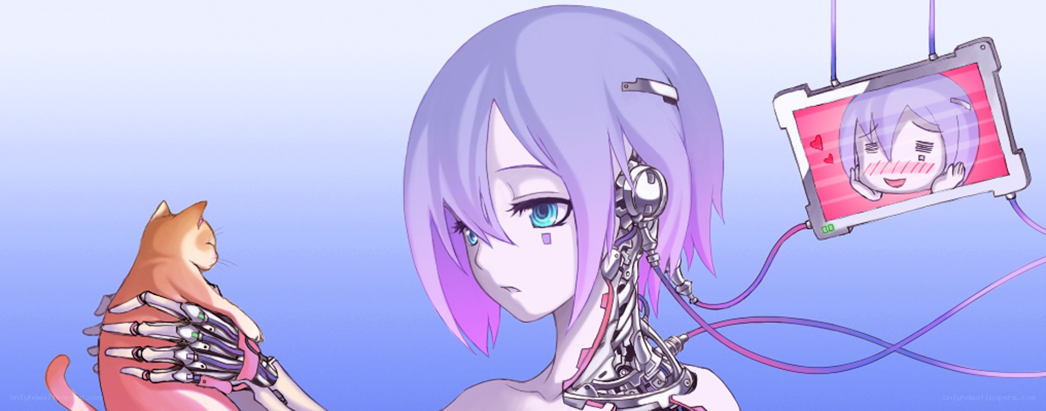 cyborg girl with cat