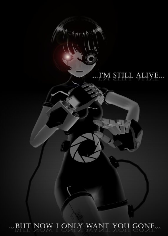 Cyborg Girl with Glowing Eye — Black