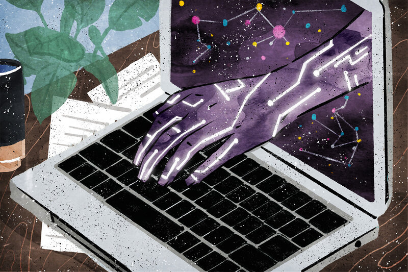 Cyborg Hand on Laptop