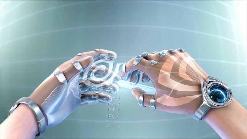 Cyborg Hands Connecting