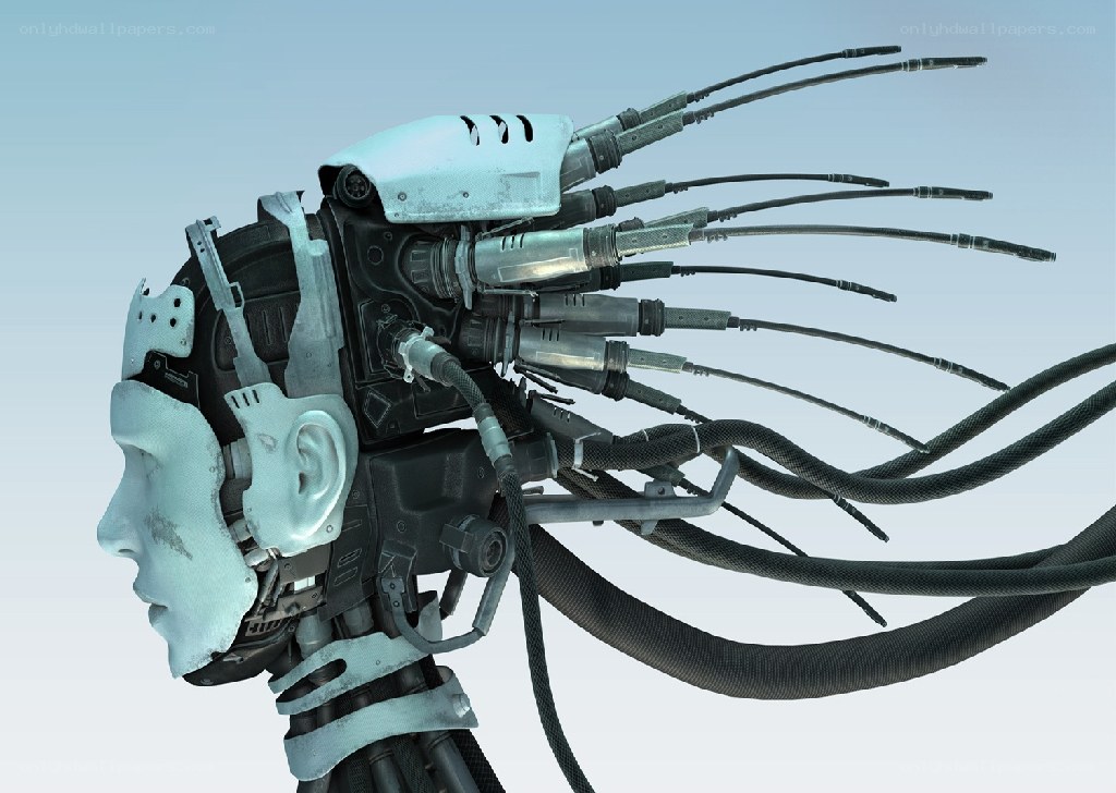 cyborg head with neural connections