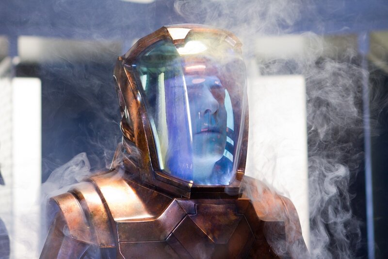 cyborg in a smoke-filled chamber