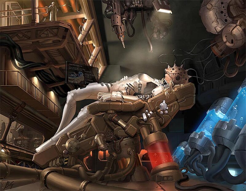 cyborg in medical bay