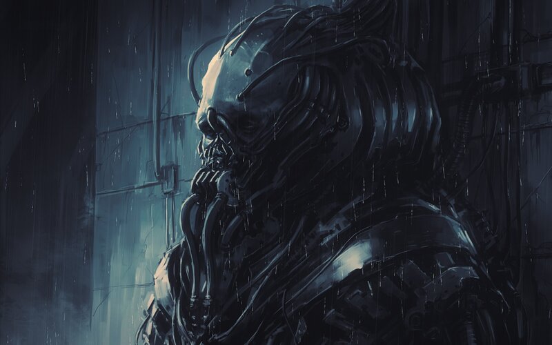 Cyborg in Rain — Black