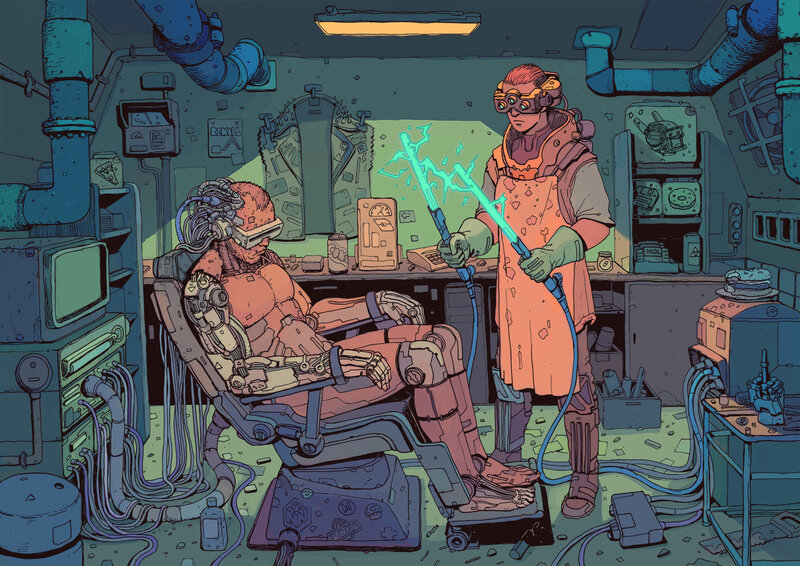 Cyborg in Repair Chair