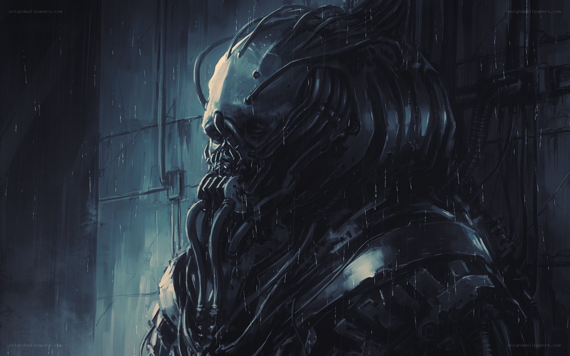 cyborg in the rain