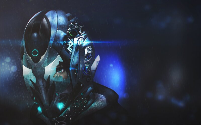 cyborg in the rain