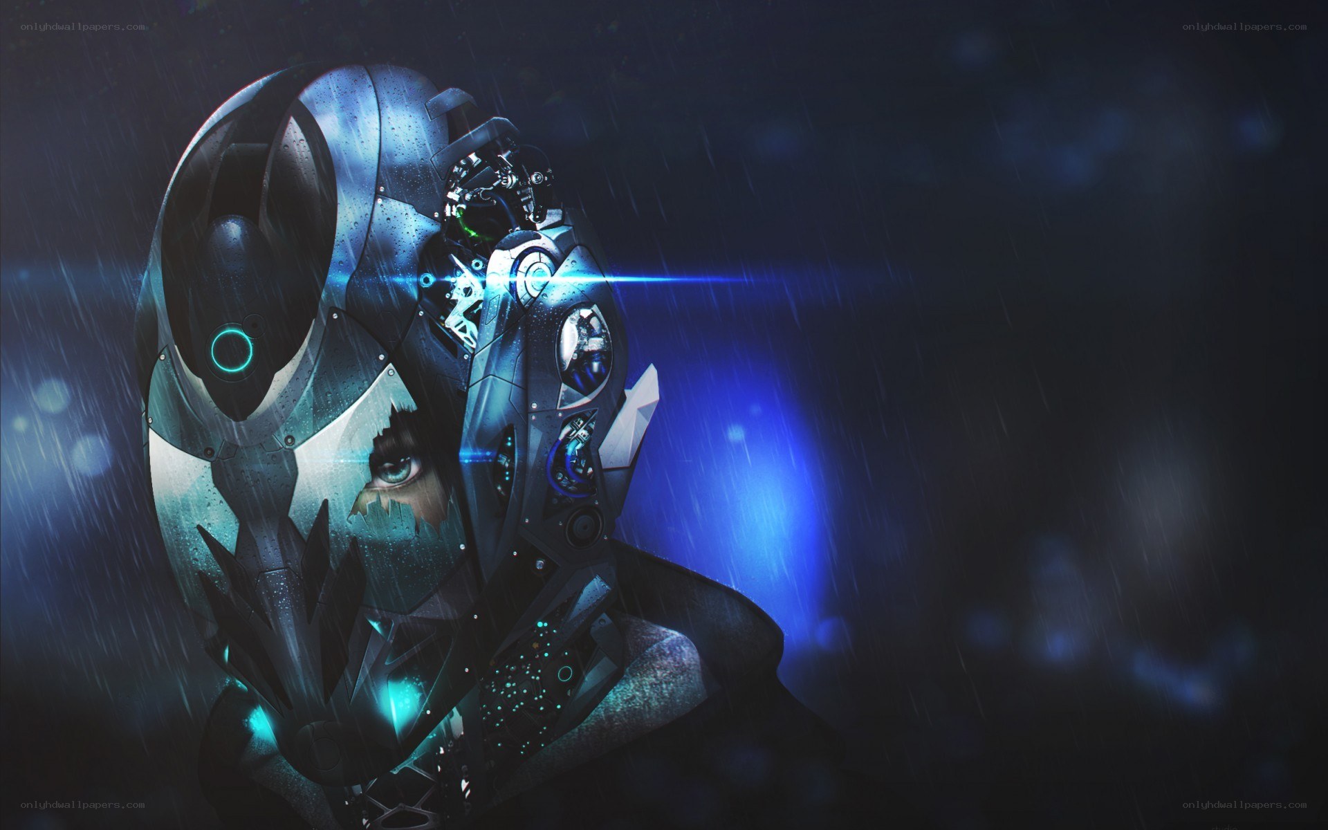 cyborg in the rain