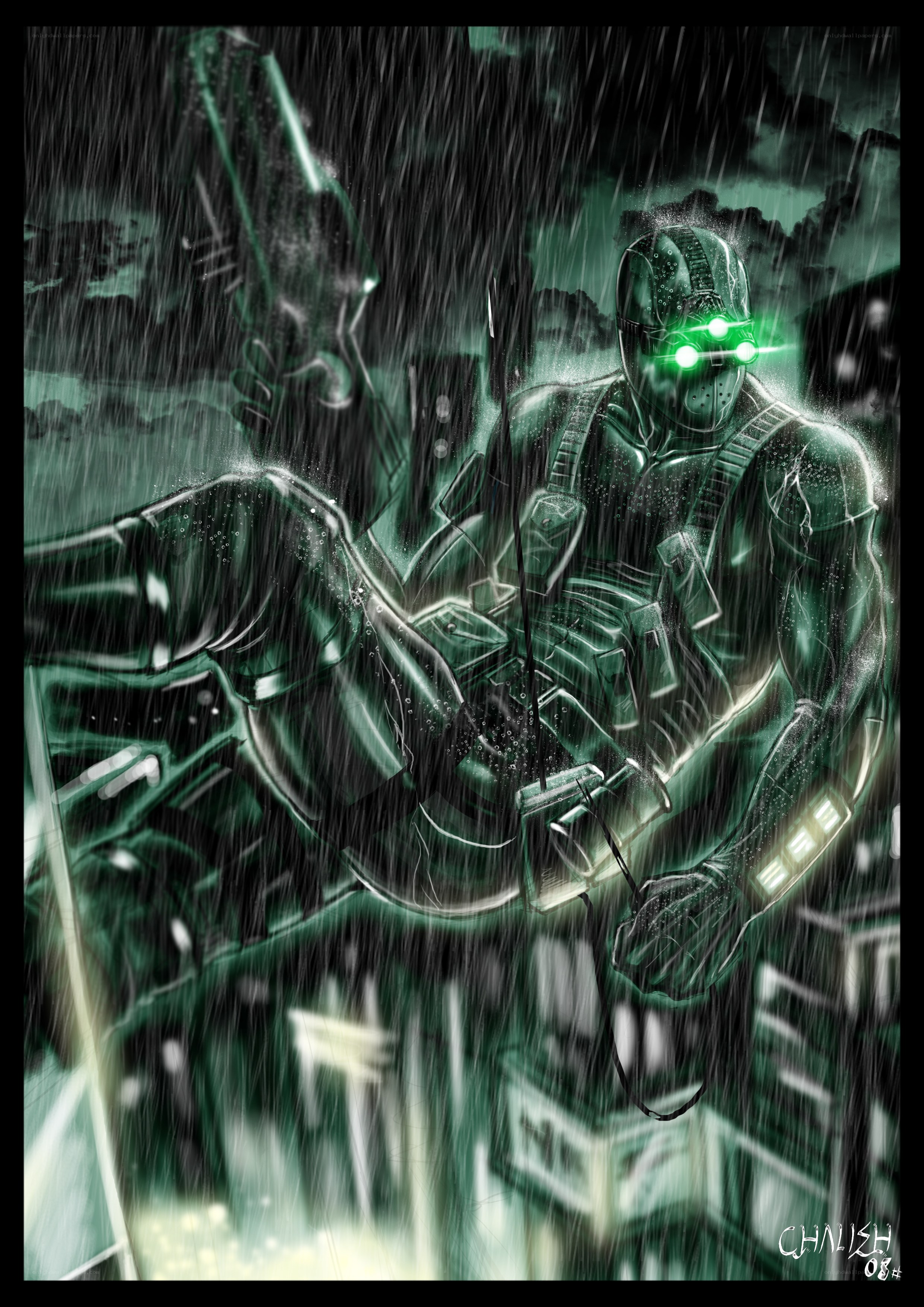 cyborg in the rain