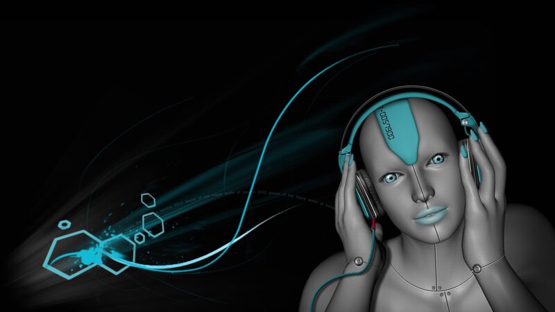 cyborg listening to music