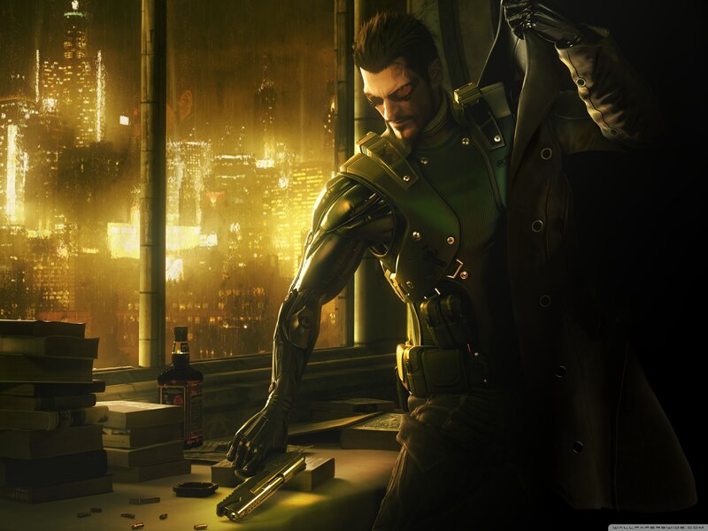 Cyborg Man at Desk — Yellow